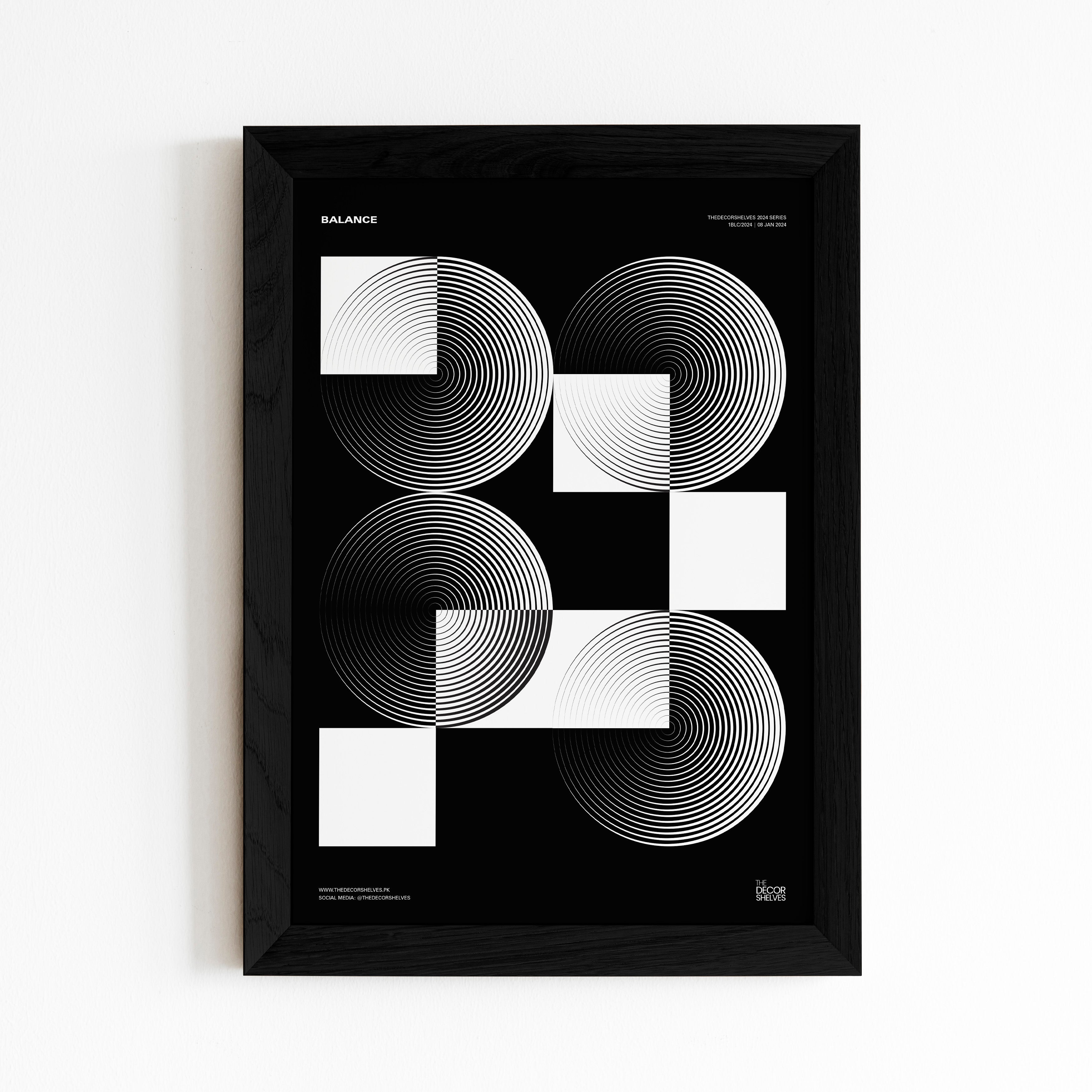 balance, wall frames, poster design, black frame, wall art, abstract art, frames, the decor shelves, home decor, room decor, decor ideas, black and white, geometrical, brown frame, 2024 poster