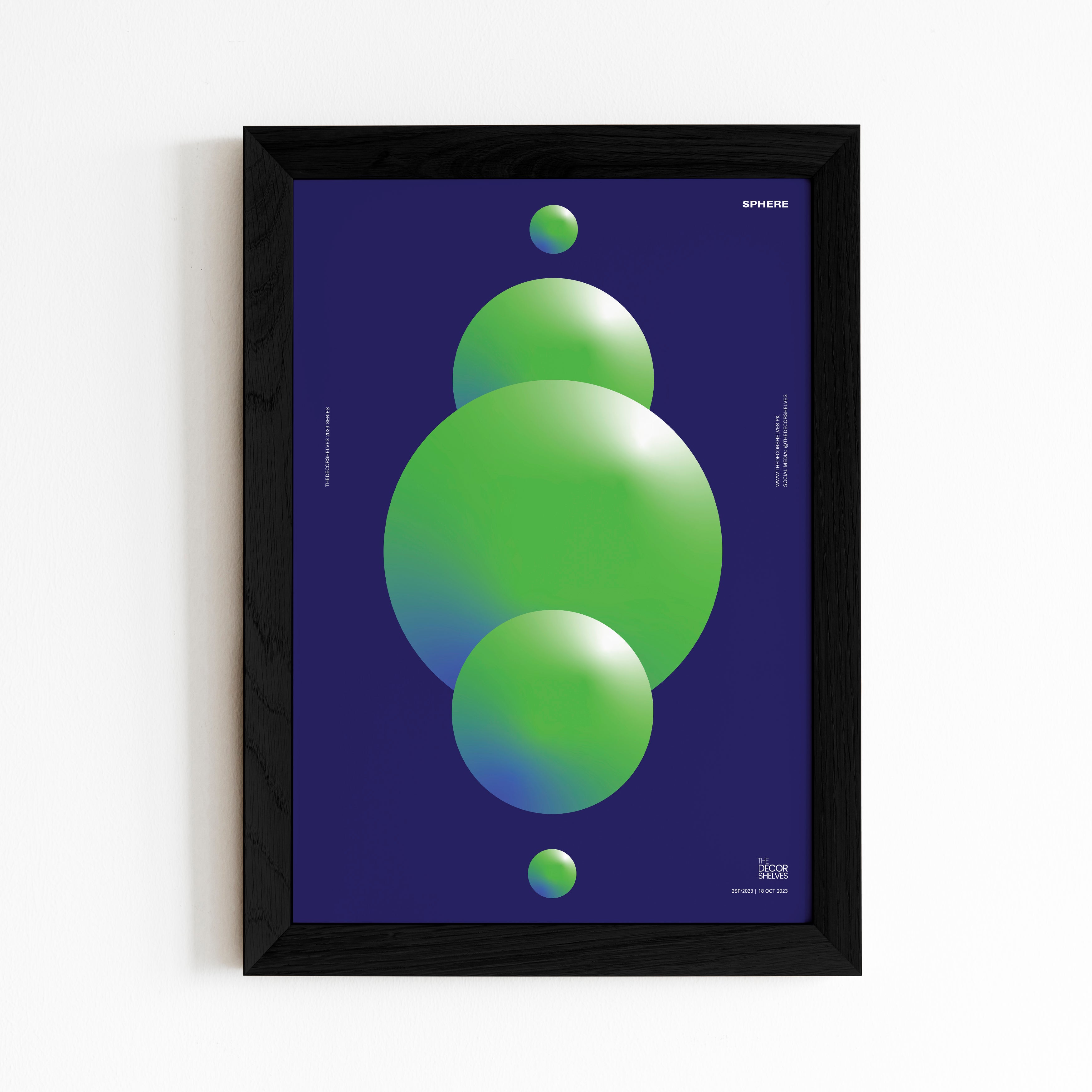sphere, wall frames, poster design, black frame, wall art, abstract art, frames, the decor shelves, home decor, room decor, decor ideas, black and white, geometrical, brown frame, 2024 poster, circles, Colour full poster, trending posters, digital art, shapes, multi colours, multi colors, minimal art, 90s, 90's,  circles in row, color circles, green, blue, white