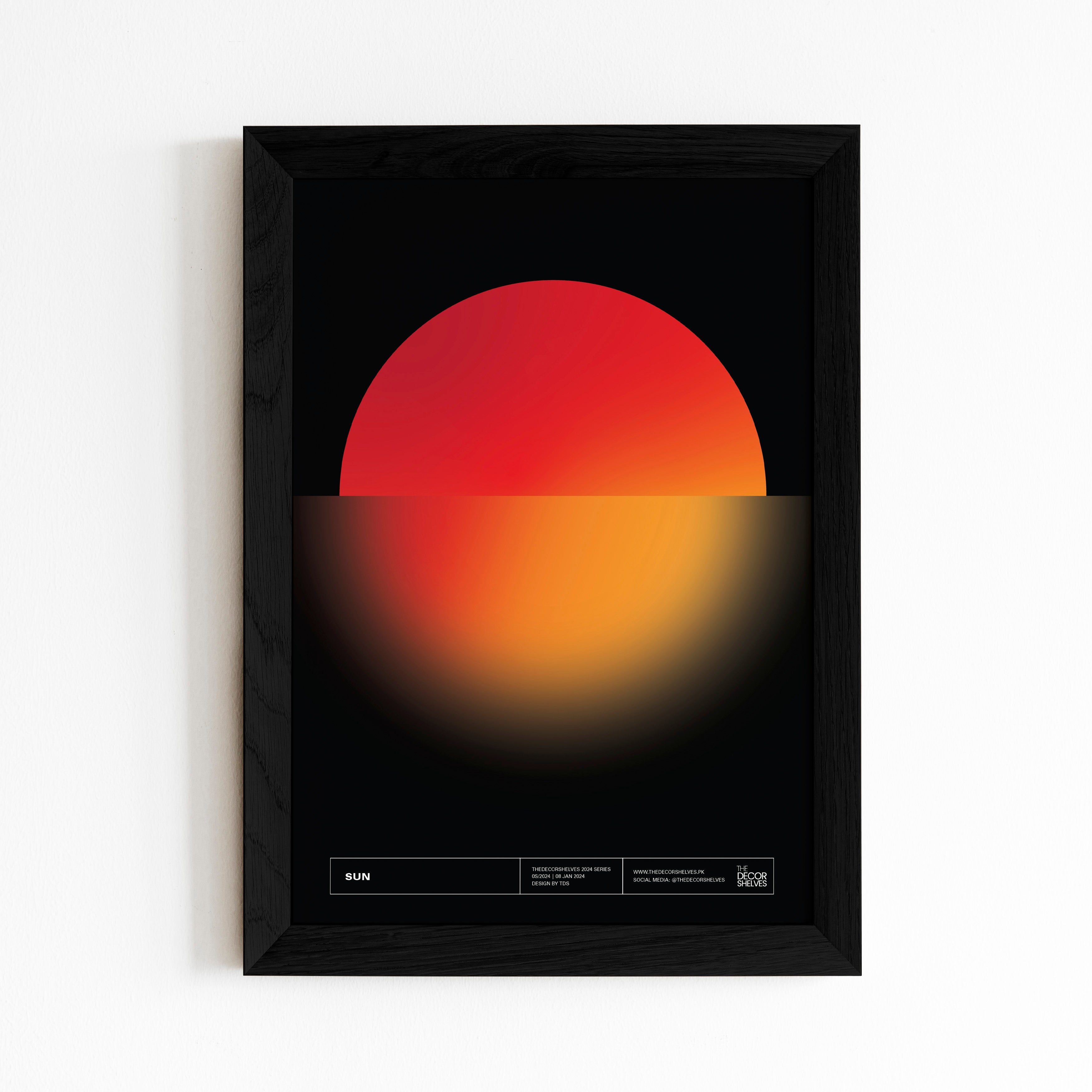 sun, wall frames, poster design, black frame, wall art, abstract art, frames, the decor shelves, home decor, room decor, decor ideas, black and white, geometrical, brown frame, 2024 poster, circles, Colour full poster, trending posters, digital art, shapes, multi colours, multi colors, minimal art, 90s, 90's,  circles in row, color circles, blur sun, blurry
