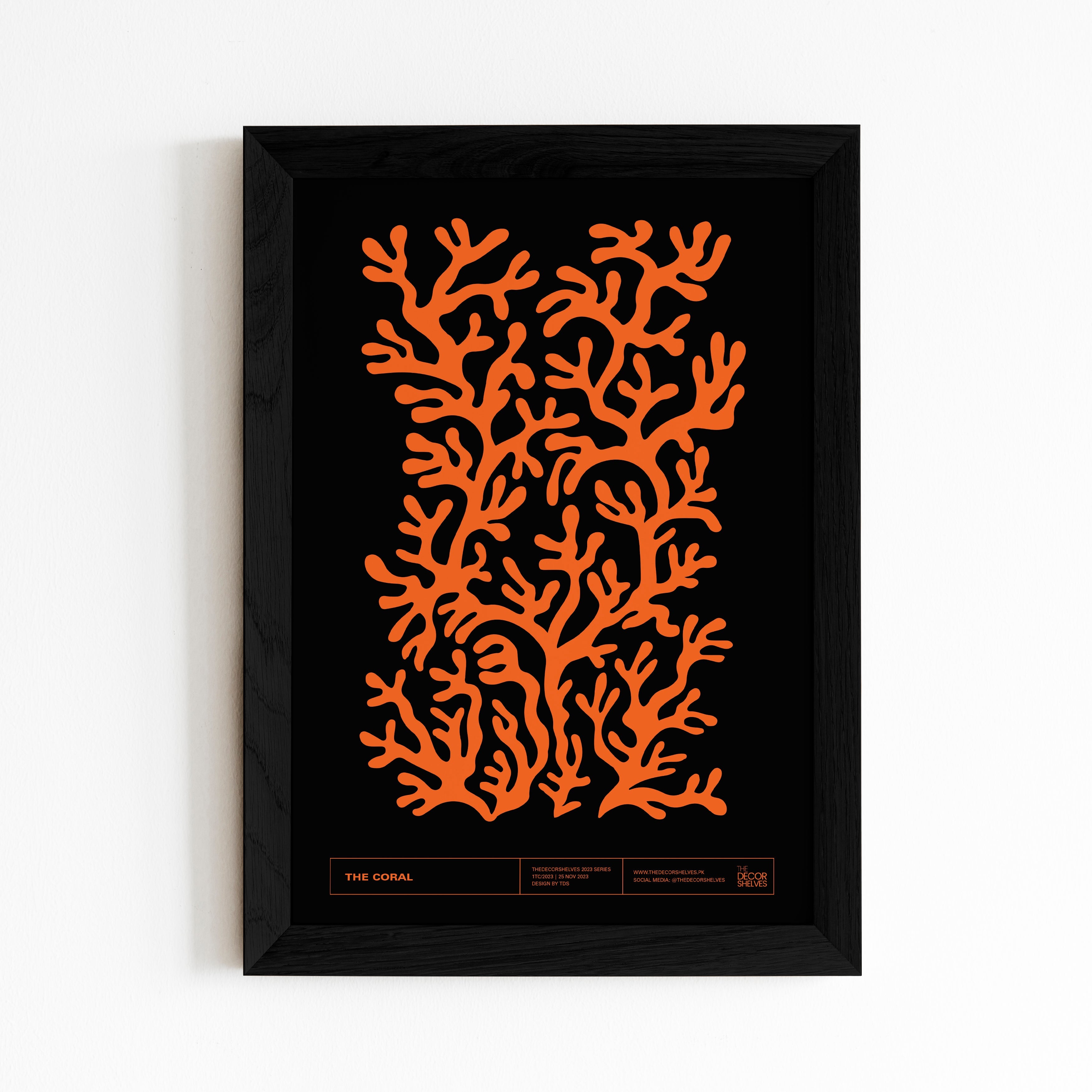the coral, wall frames, poster design, black frame, wall art, abstract art, frames, the decor shelves, home decor, room decor, decor ideas, black and white, geometrical, brown frame, 2024 poster, circles, Colour full poster, trending posters, digital art, shapes, multi colours, multi colors, minimal art, 90s, 90's, corel draw, cactus, orange