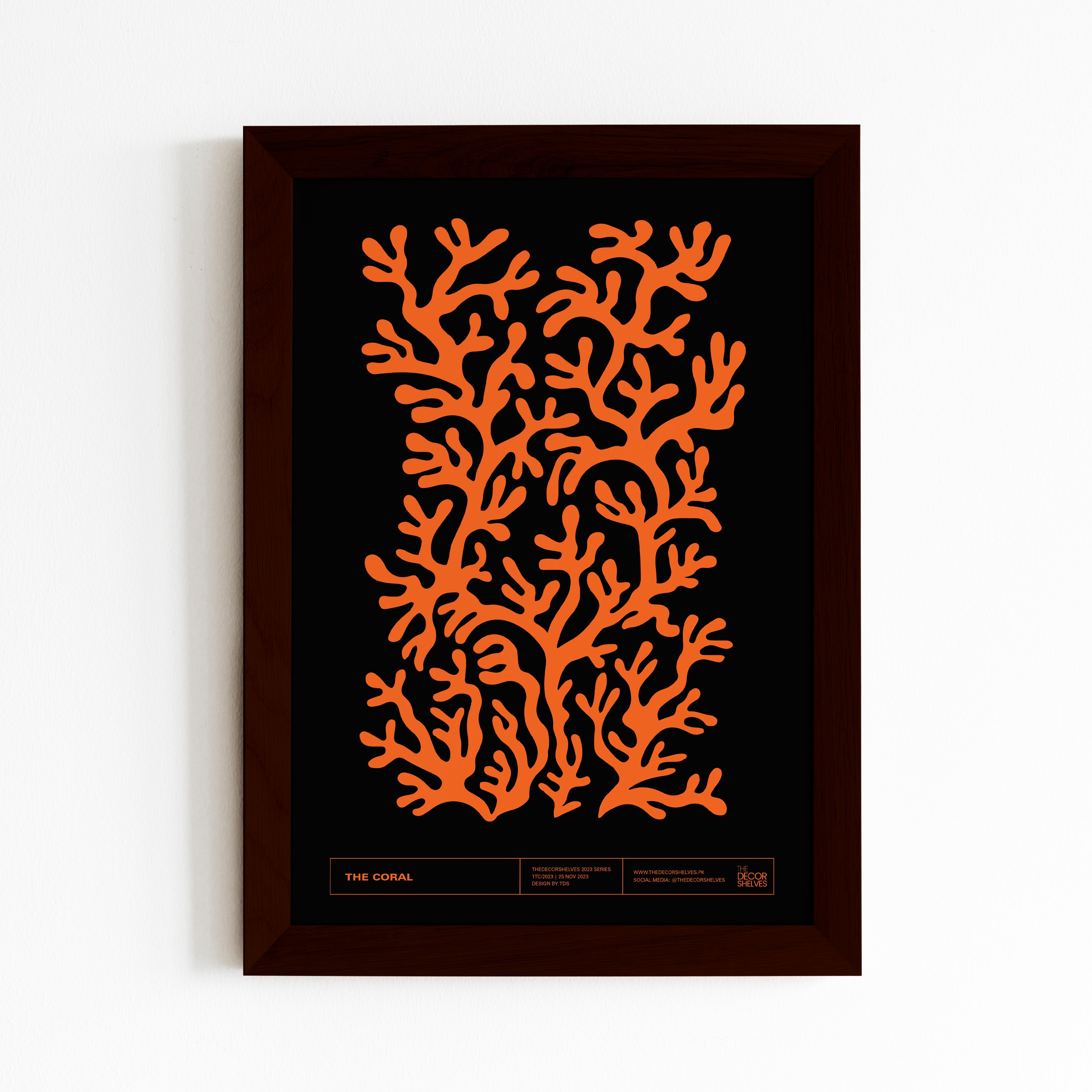 the coral, wall frames, poster design, black frame, wall art, abstract art, frames, the decor shelves, home decor, room decor, decor ideas, black and white, geometrical, brown frame, 2024 poster, circles, Colour full poster, trending posters, digital art, shapes, multi colours, multi colors, minimal art, 90s, 90's, corel draw, cactus, orange