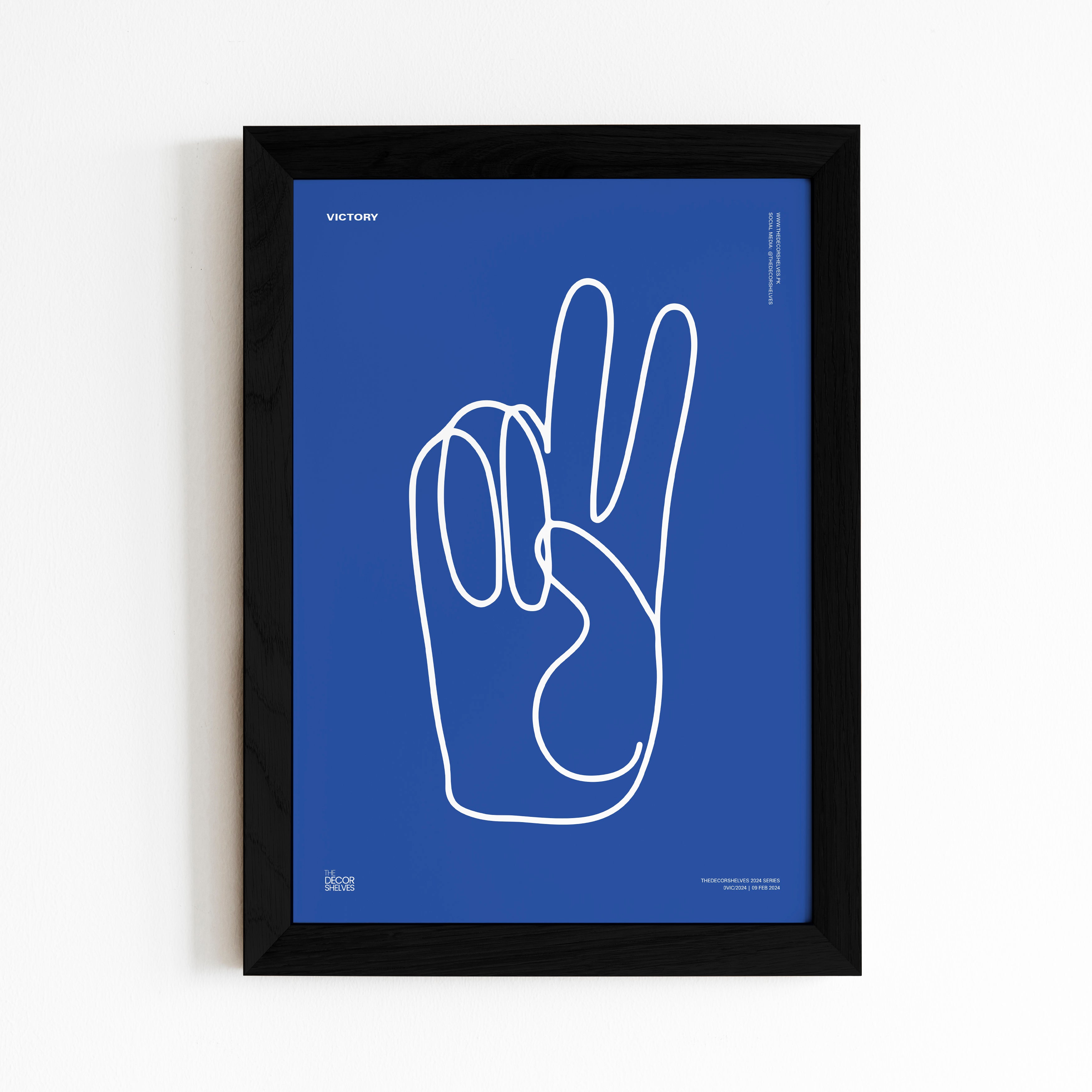 victory, victory sign, winning victory, abstract art, poster design, poster frames, wall decor, wall hanging, wall art, frames, framer.pk, habitt, minimalist design, simple design, modern design, line art, sketched art, hand drawn victory, the decor shelves, home decor, decoration, black frame, brown frame, 2024 color trend